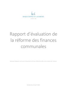 Rapport d’évaluation de la réforme des finances communales